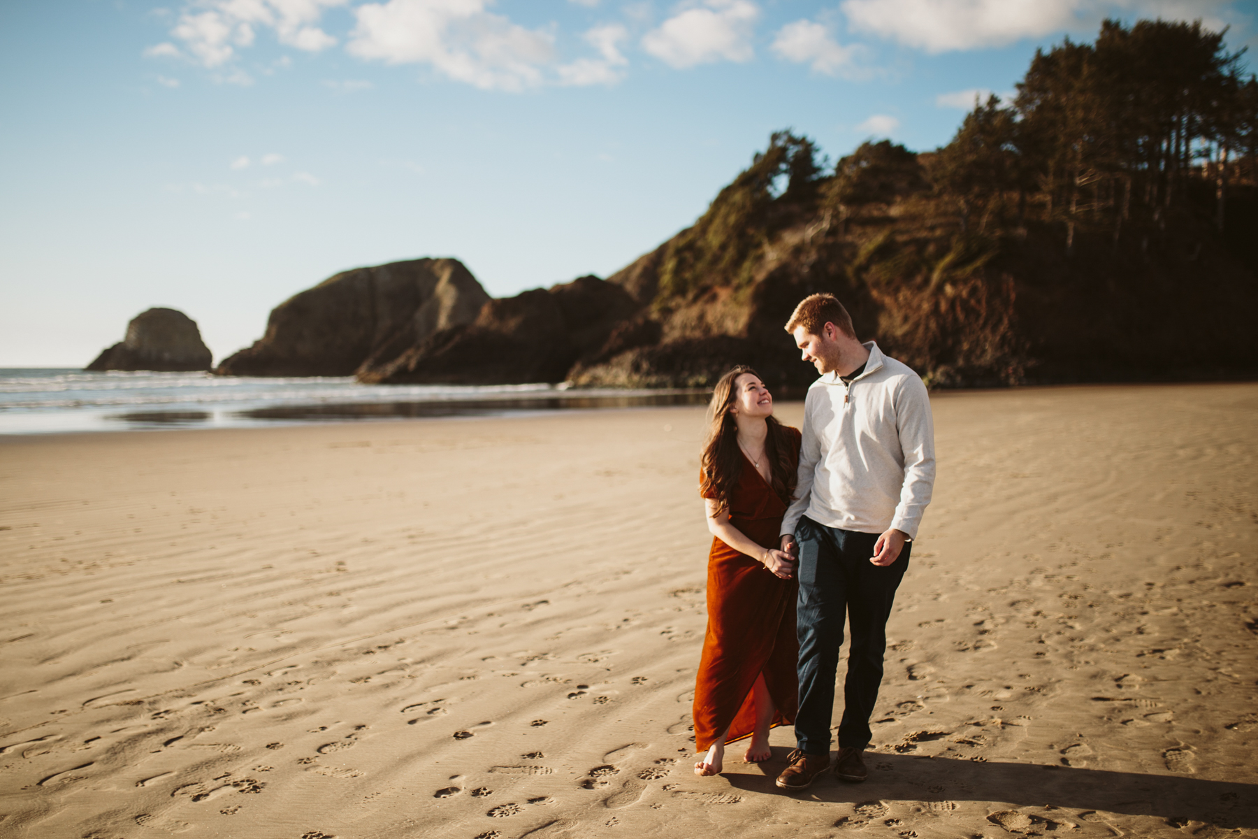 Sunset engagement session on the Oregon Coast, Cannon Beach