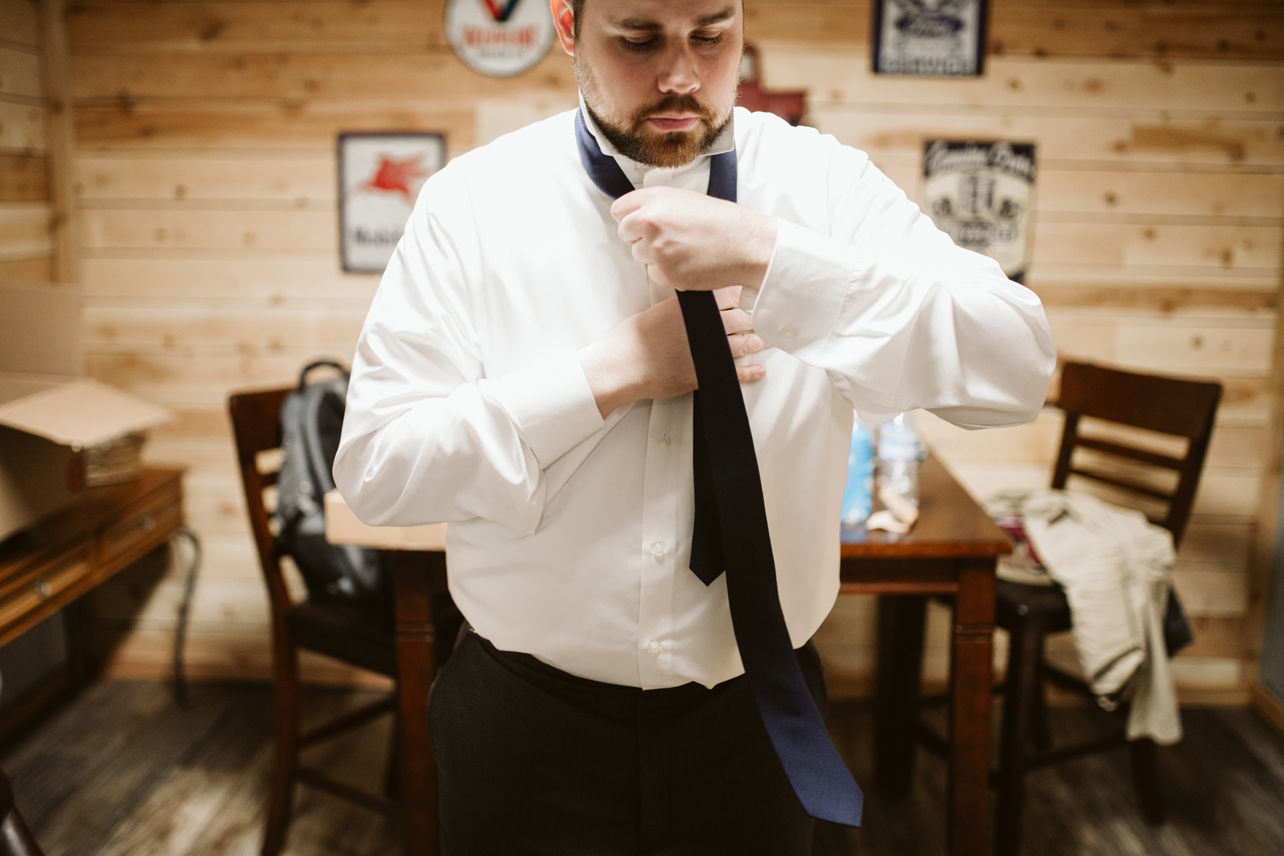 Groom getting ready before a A Rustic Wedding at Barn in the Bend in Nashville, Tennessee