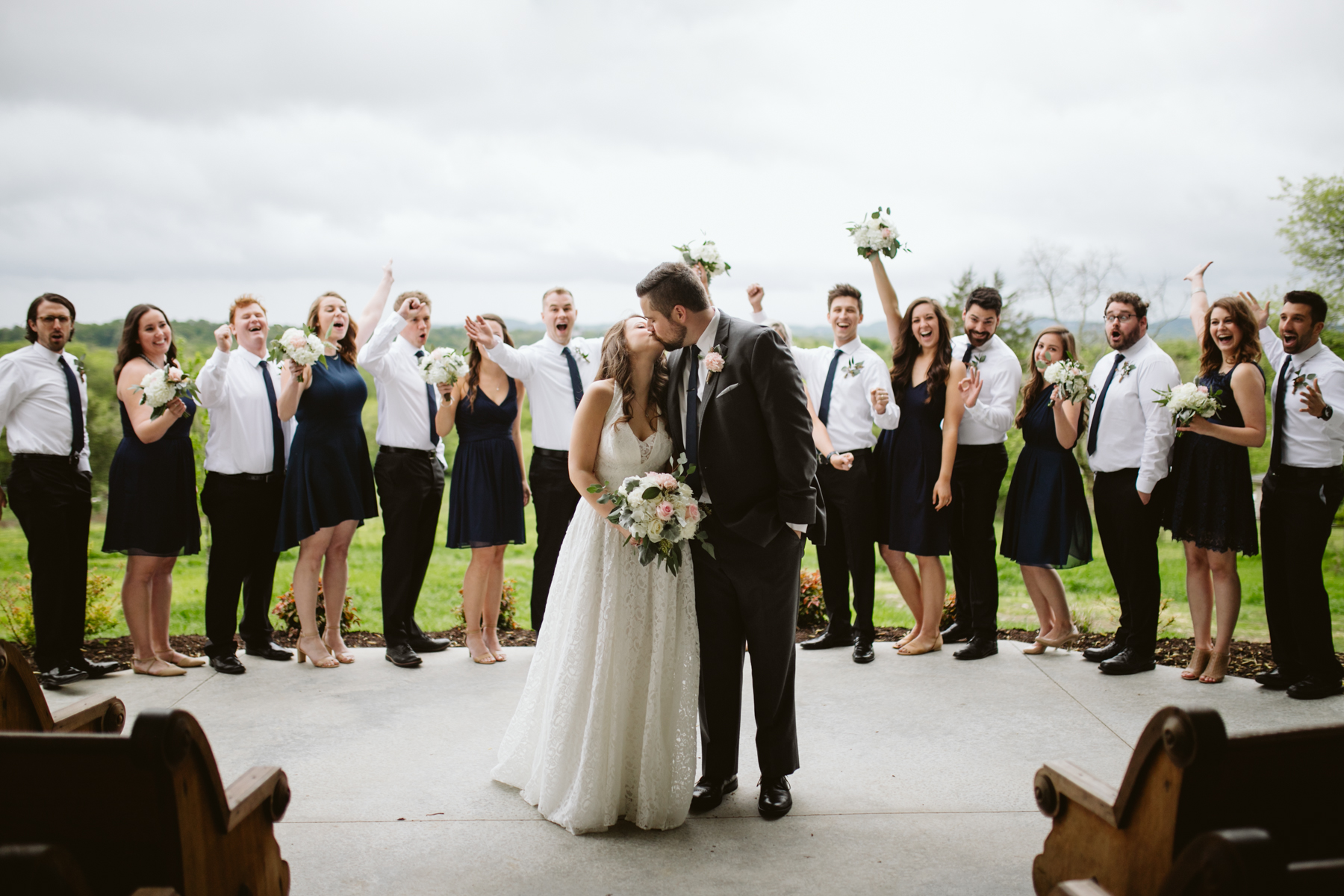 Cloudy bridal party photos at a A Rustic Wedding at Barn in the Bend in Nashville, Tennessee