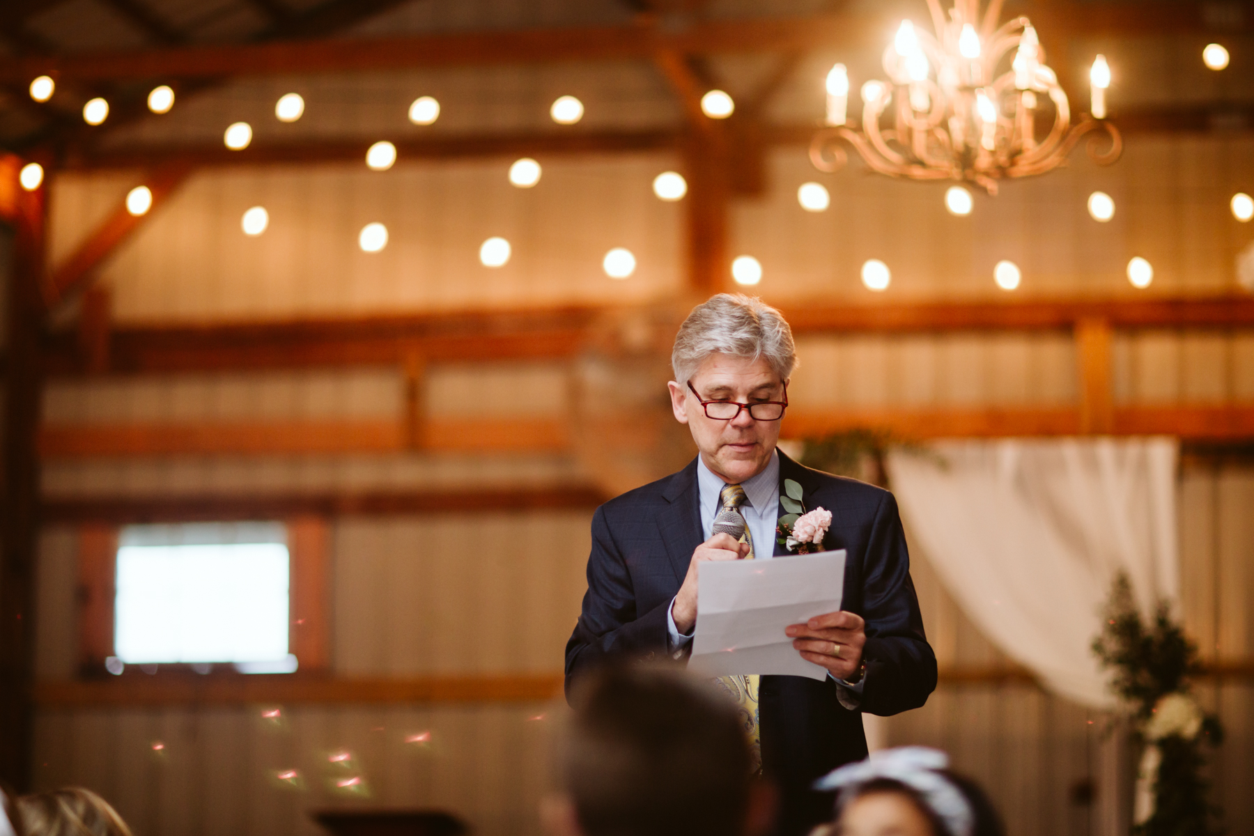 Father of the groom's toast at A Rustic Wedding at Barn in the Bend in Nashville, Tennessee