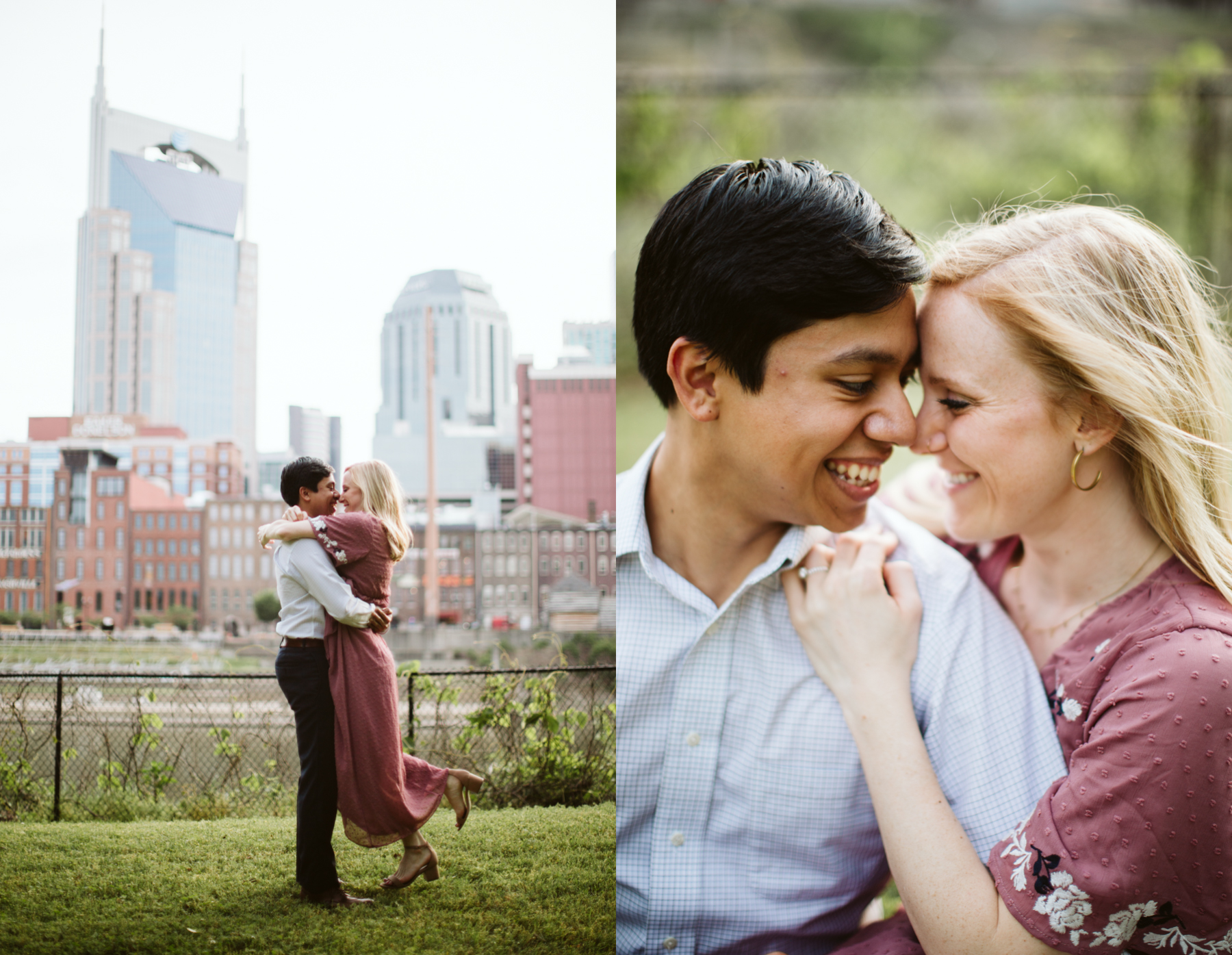 Summer Engagement Session on the Cumberland River in downtown Nashville, Tennessee, Cumberland Park.