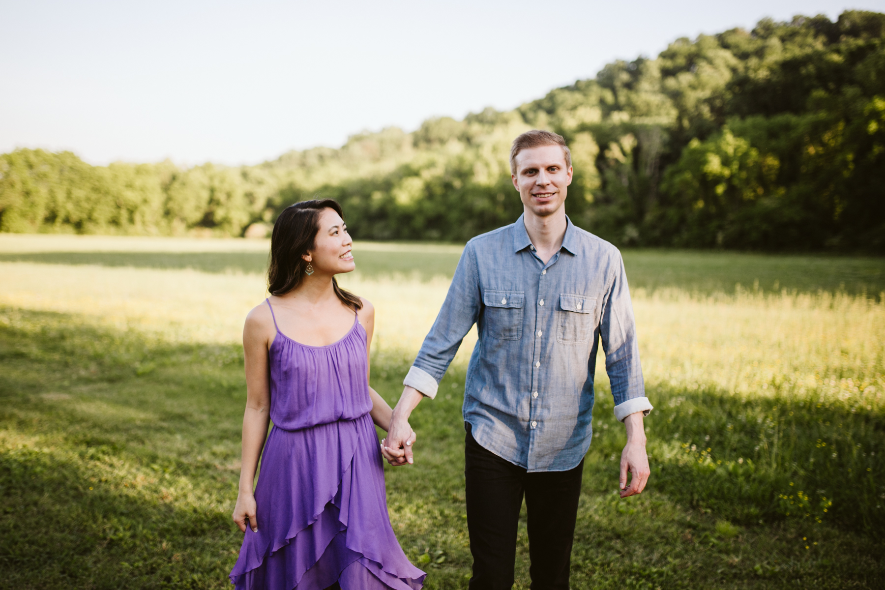 A sunny evening engagement session at green door gourmet in Nashville, Tennessee