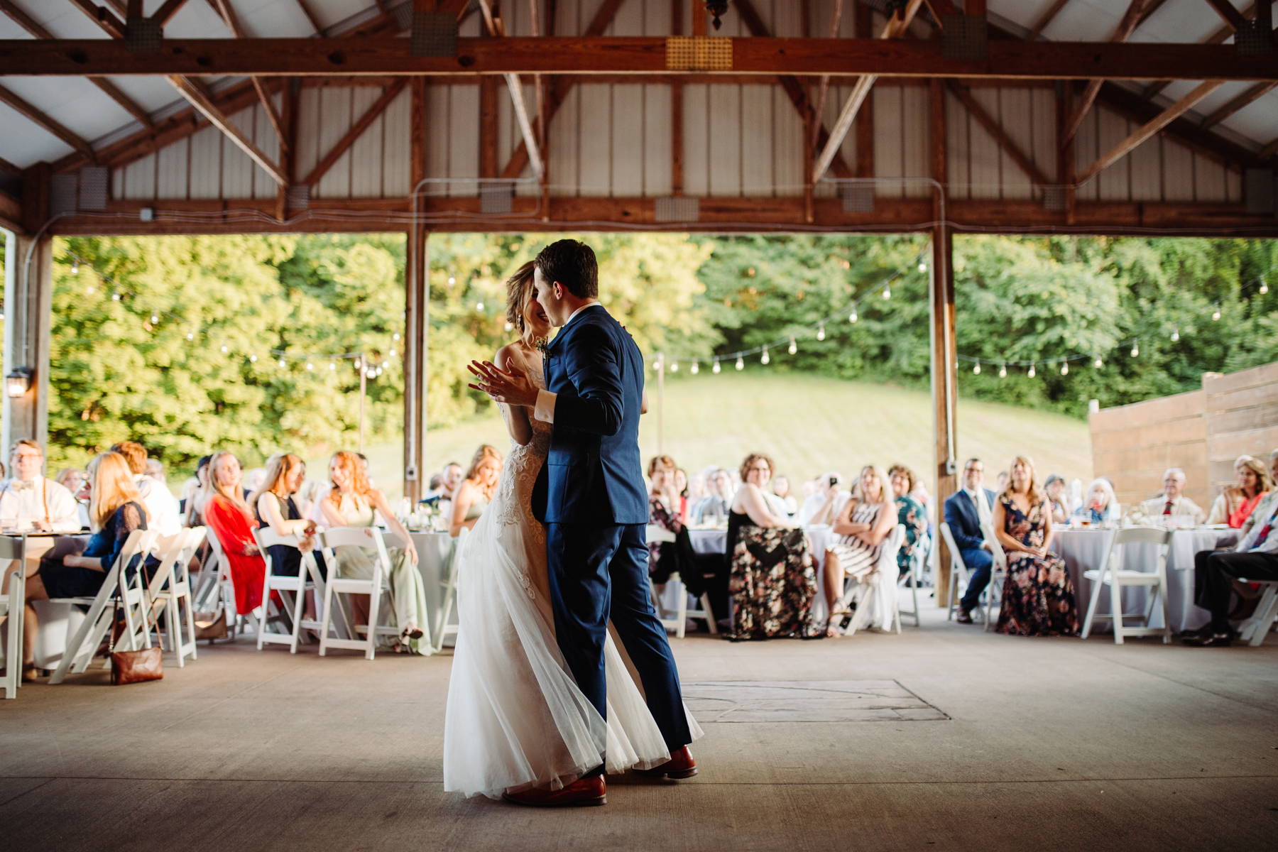 First dance at a stables at strawberry creek wedding in knoxville, tennessee