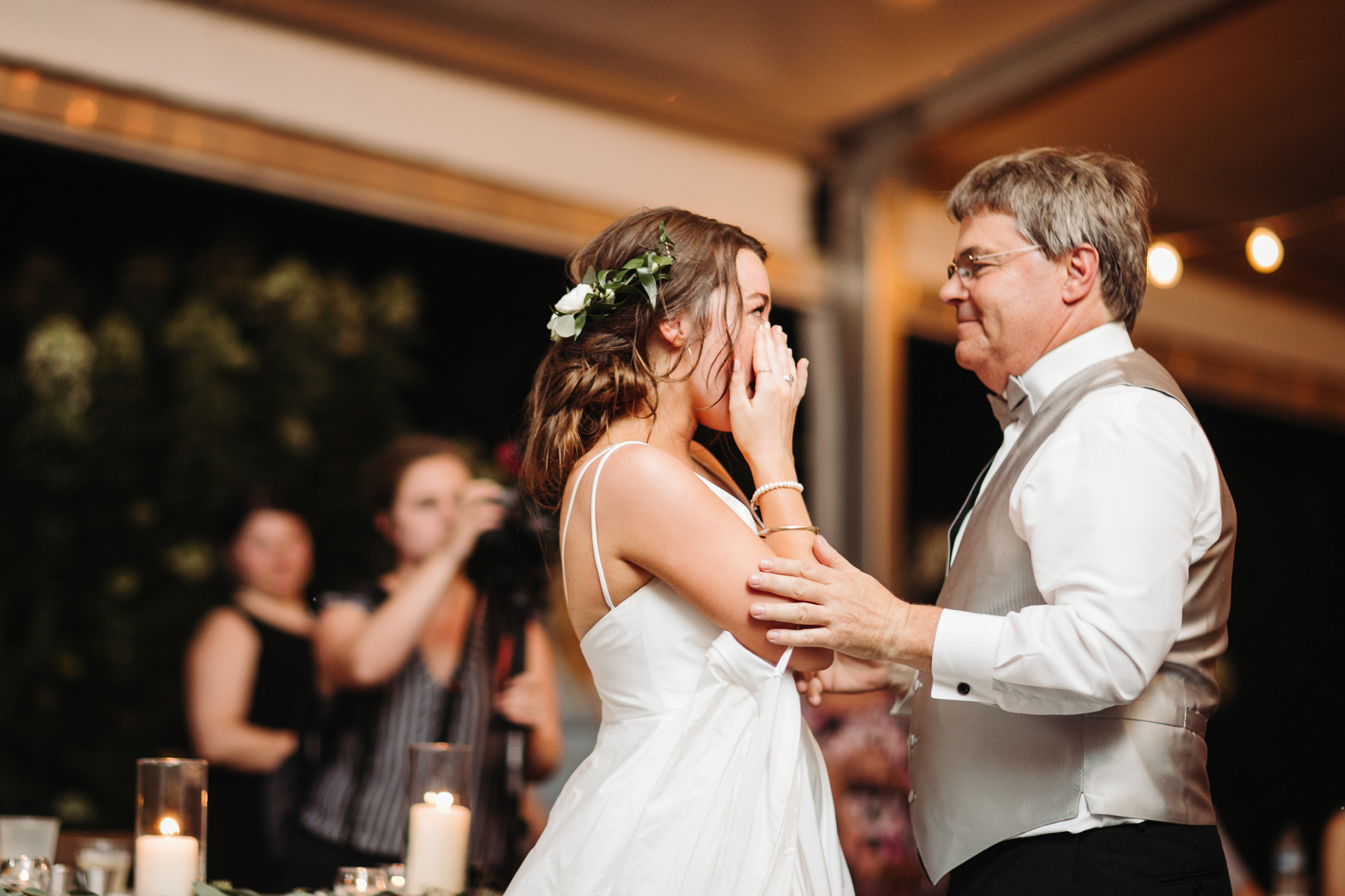 father daughter dance at a Sunny summer wedding at Dara's Garden in Knoxville, Tennessee 