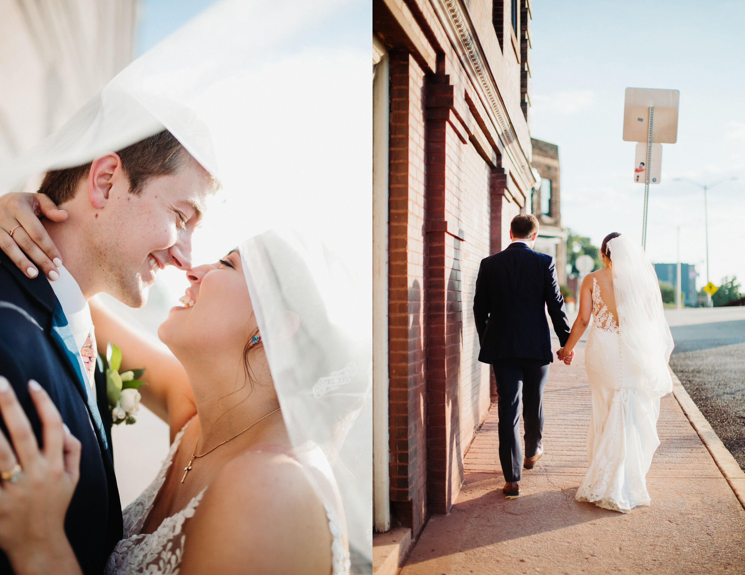 Bride and groom portraits after an elegant indoor summer wedding in Tennessee